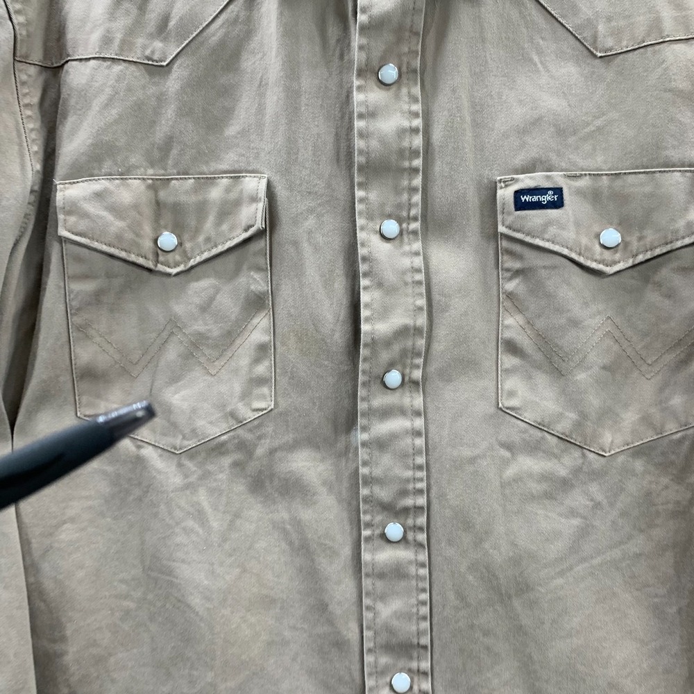 Wrangler Brushpopper Shirt Mens Size XL Button Up Extra Large Beige* - Picture 7 of 12